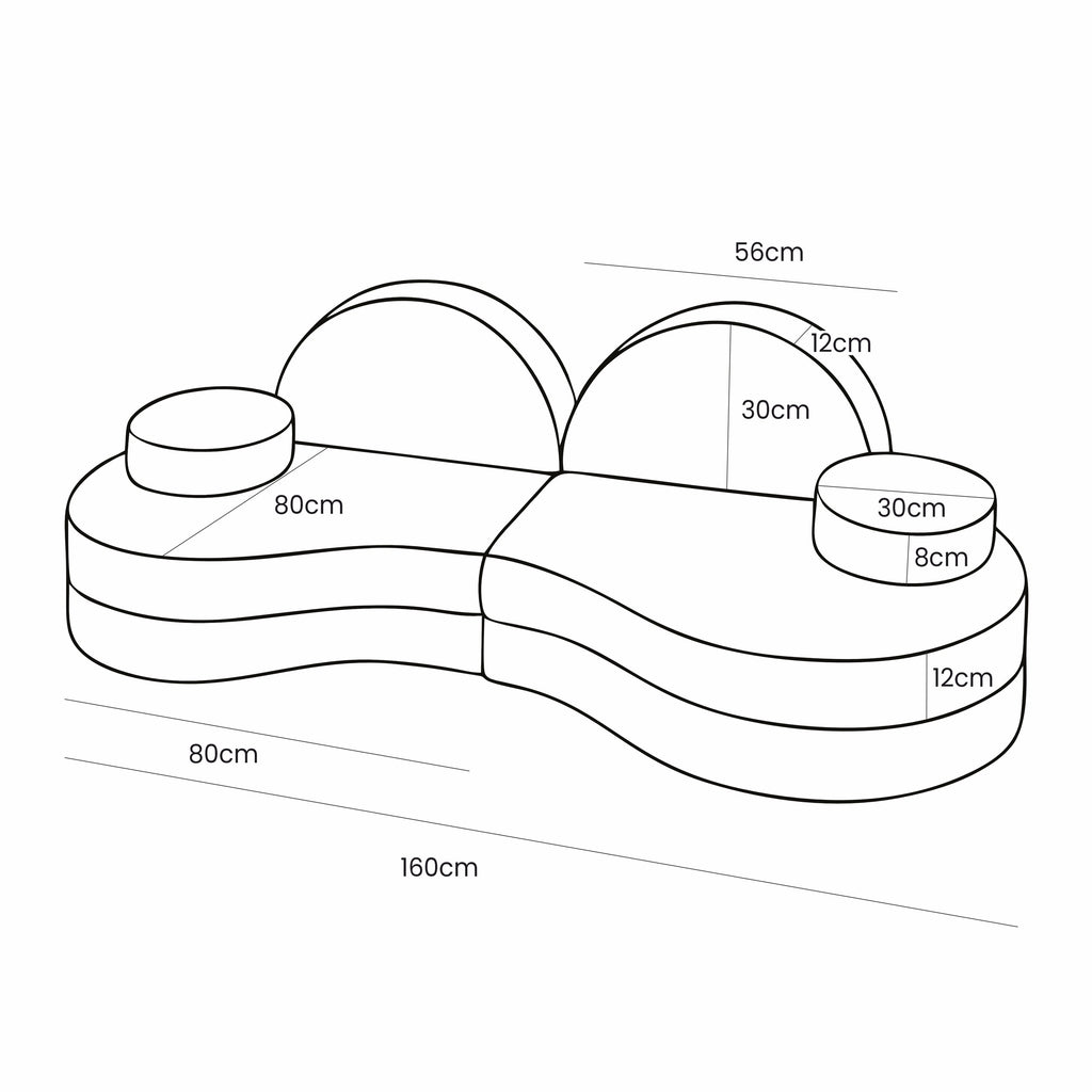 MeowBaby® Modular Sofa Coccolo for Kids – 6 Piece, Bearly Cream